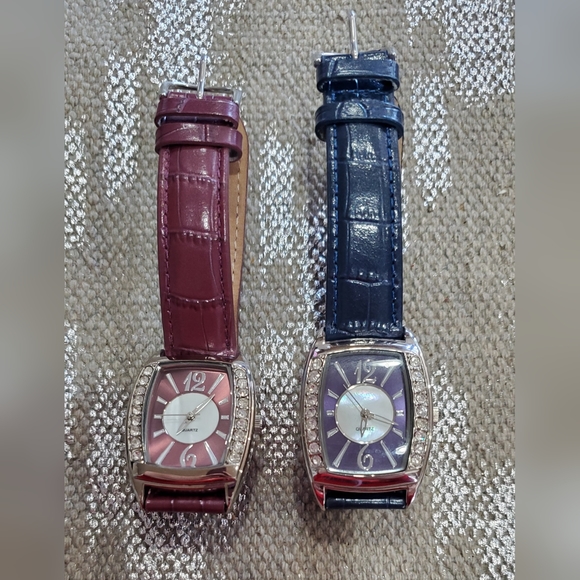 AVON Crystal accents, leather band watches. - Picture 3 of 8